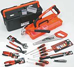 Kit de herramientas Bahco, Caja de 16 piezas para Técnicos, contiene Martillo, cuchillo, sierra, destornillador, llave