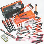 Kit de herramientas Bahco, Caja de 31 piezas para Electricista, contiene Cincel, martillo, sierra, destornillador, llave