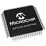 Procesador de señal digital DSPIC33FJ64GP706A-I/PT, 40MIPS 16bit 16 kB RAM, 64 kB Flash, TQFP 64 pines 18 x 10/12 bits