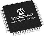 Procesador de señal digital DSPIC33EP128MC206-I/PT, AEC-Q100 70MHZ 16bit 16 kB RAM, 128 kB Flash, TQFP 64 pines 1 (16 x