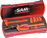 Kit de herramientas SAM, Caja de 8 piezas para Automoción, contiene Alicates, carraca, vaso, llave