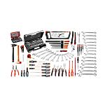 Kit de herramientas Facom, Caja para Mantenimiento, contiene Lima, martillo, cuchilla, alicates, sierra,