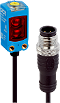Fotocélula miniatura Sick, Sistema Supresión de Fondo, alcance 220 mm, salida PNP/NPN, 4 contactos, cable con conector